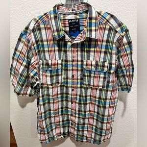 KAVU NWT Men's Vibrant Plaid Button Down Shirt Large‎